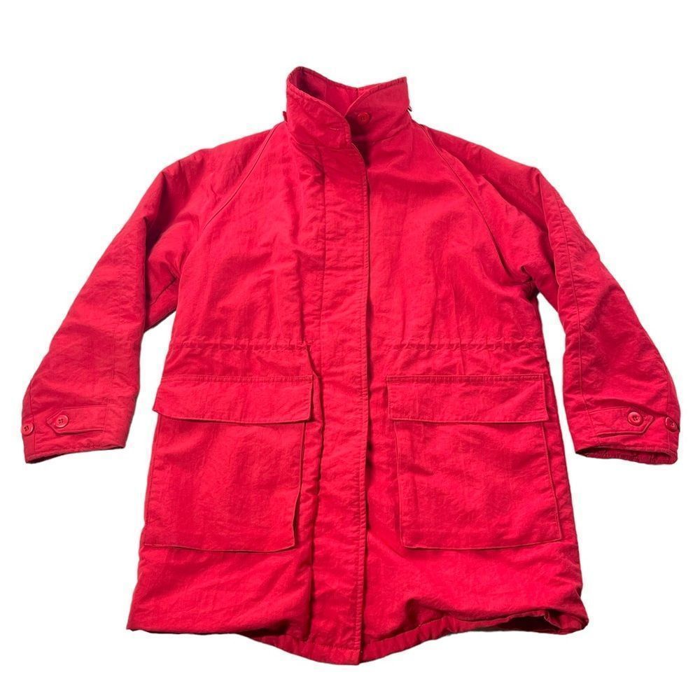 Woolrich Full Zip Coat Womens Medium Red Wool Thinsulate Parka - Picture 1 of 9